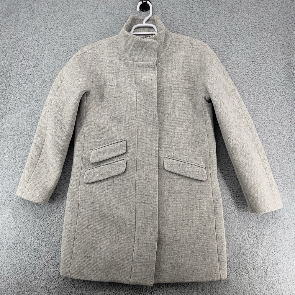 J.Crew Stadium Cloth by Nello Gori Coat Gray Wool Zip Funnel Neck SIZE 10